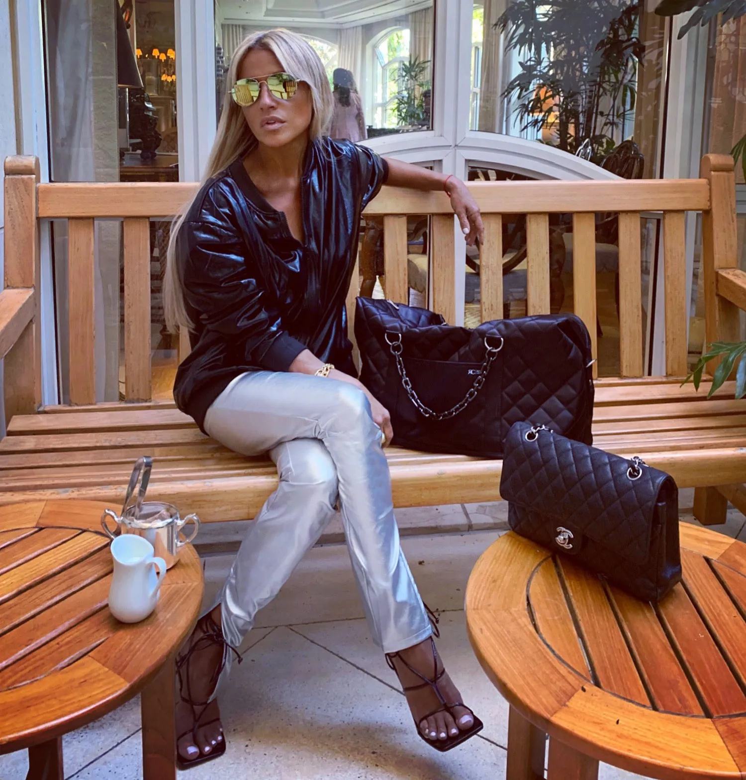 55 Silver Vegan-Leather jeans pants- The Rodeo Drive