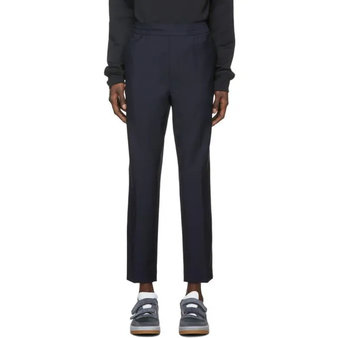 Acne Studios Navy Wool Cropped Trousers