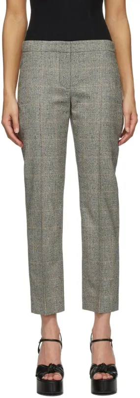 Alexander McQueen Grey Distressed Prince Of Wales Cigarette Trousers