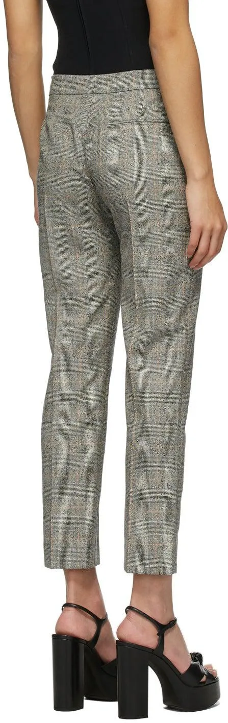 Alexander McQueen Grey Distressed Prince Of Wales Cigarette Trousers