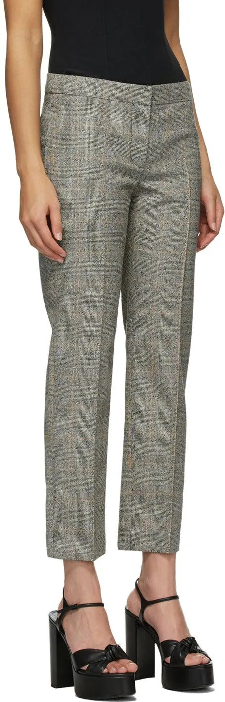 Alexander McQueen Grey Distressed Prince Of Wales Cigarette Trousers