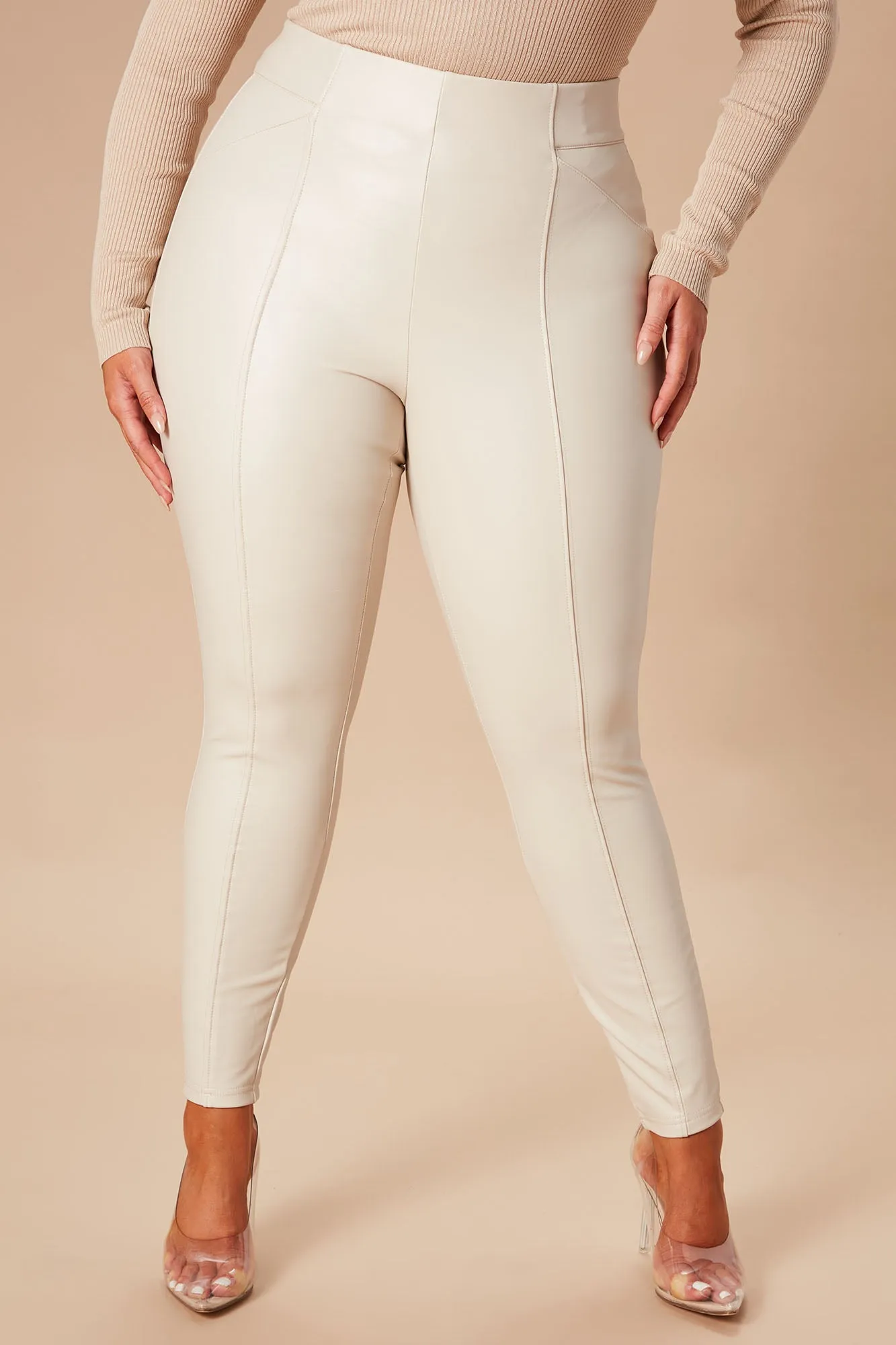 All Eyes On You Faux Leather Leggings - Ivory