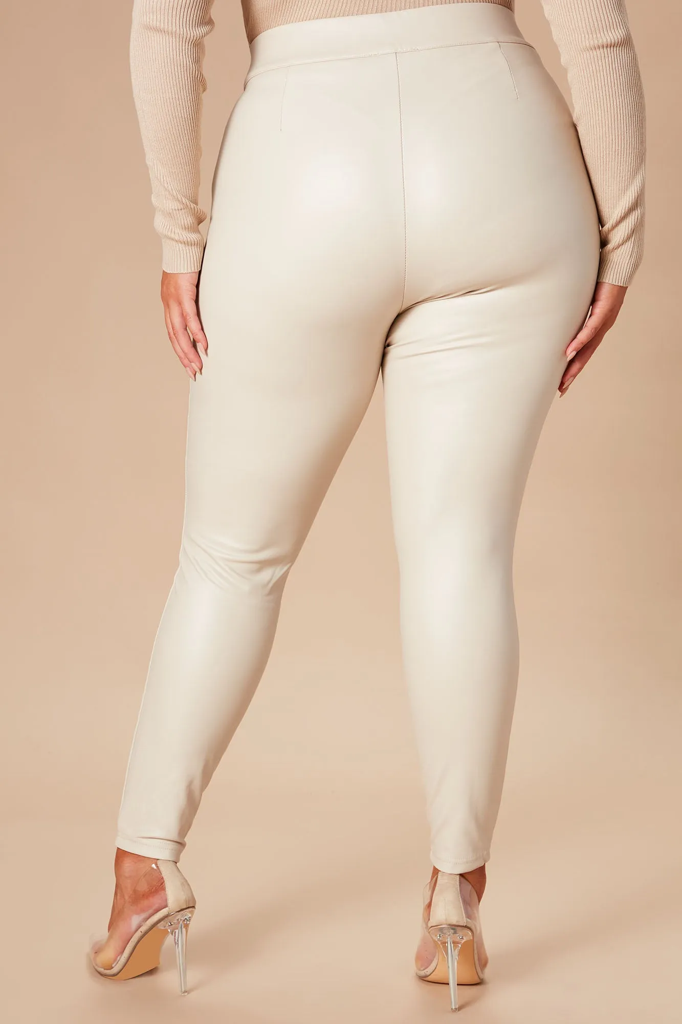 All Eyes On You Faux Leather Leggings - Ivory
