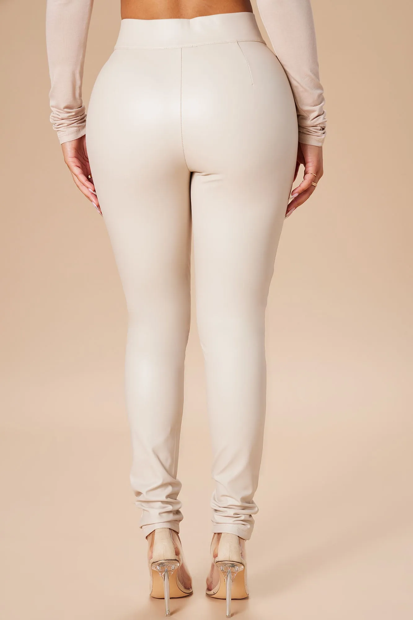 All Eyes On You Faux Leather Leggings - Ivory