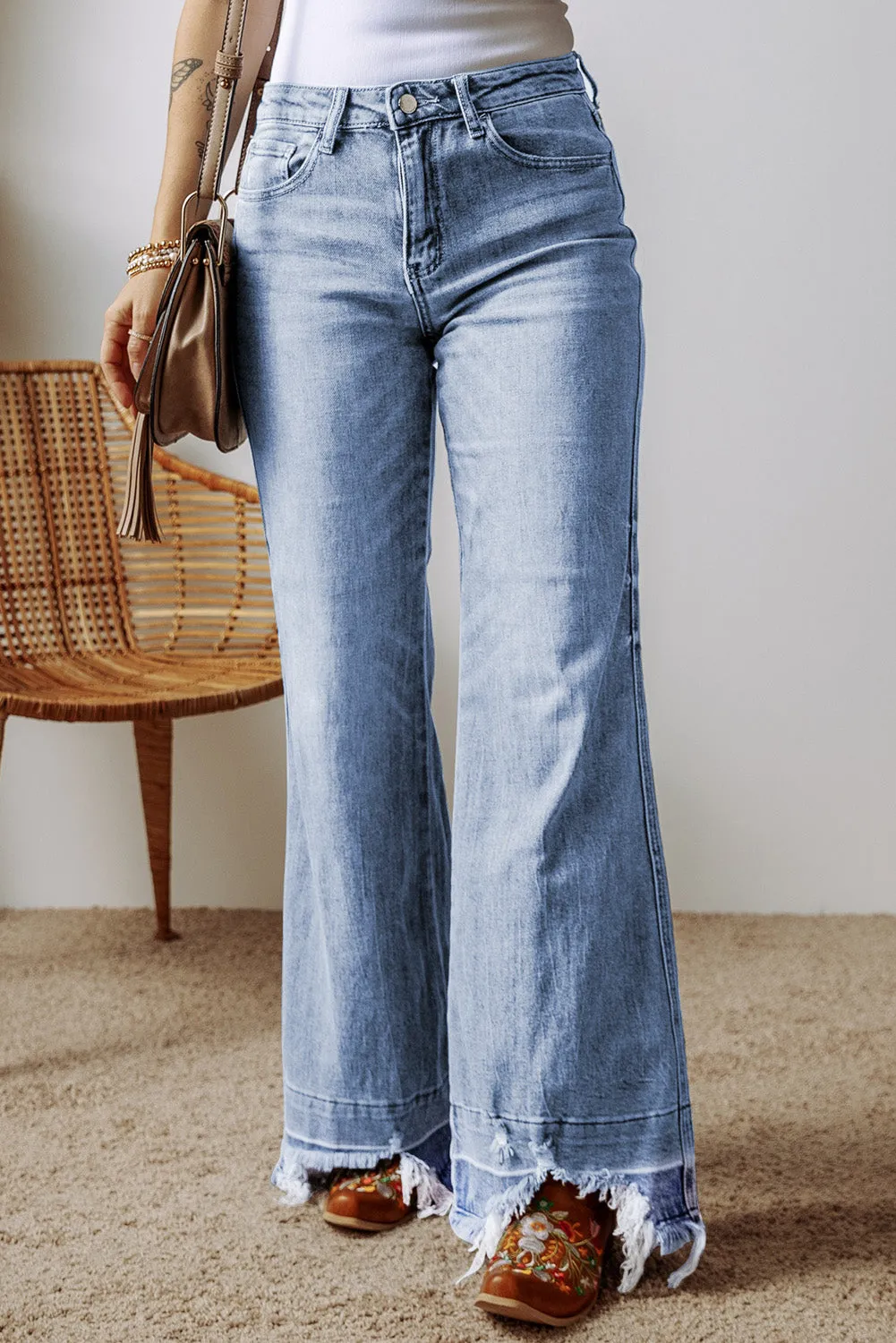 Ashleigh Blue Acid Wash High Waist Flared Jeans (online only)