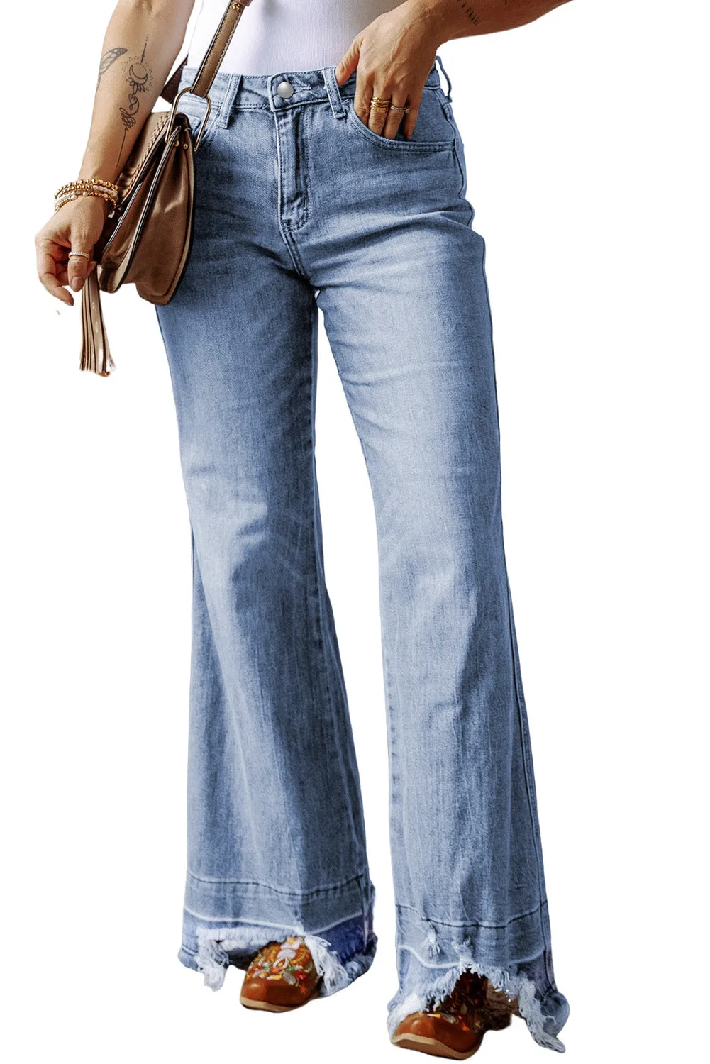 Ashleigh Blue Acid Wash High Waist Flared Jeans (online only)