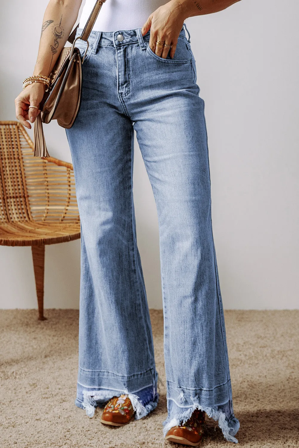 Ashleigh Blue Acid Wash High Waist Flared Jeans (online only)
