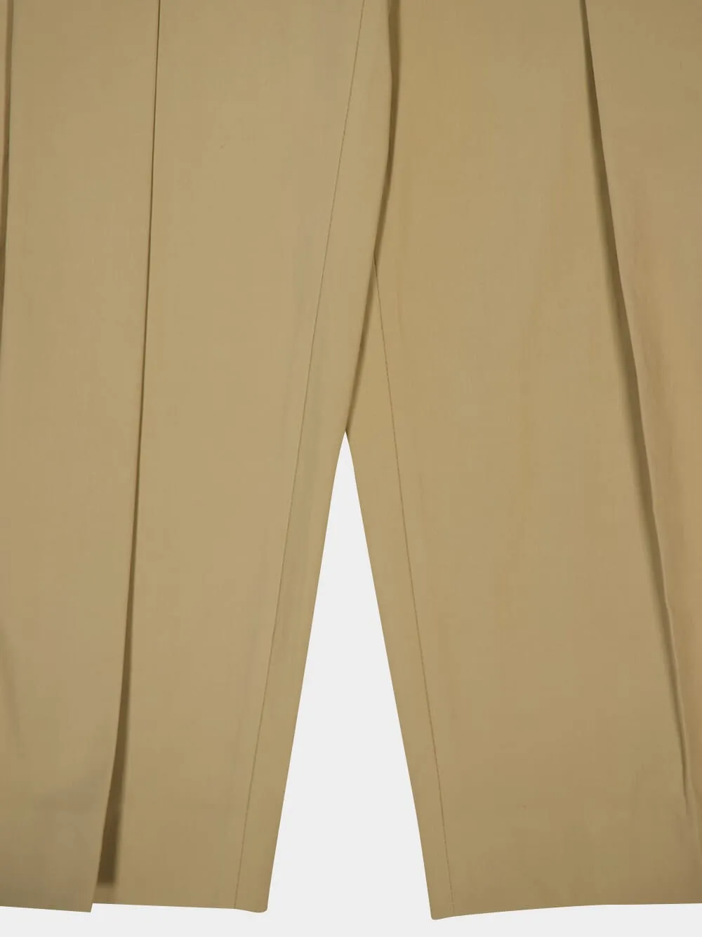 Beige Pleated High-Waisted Trousers