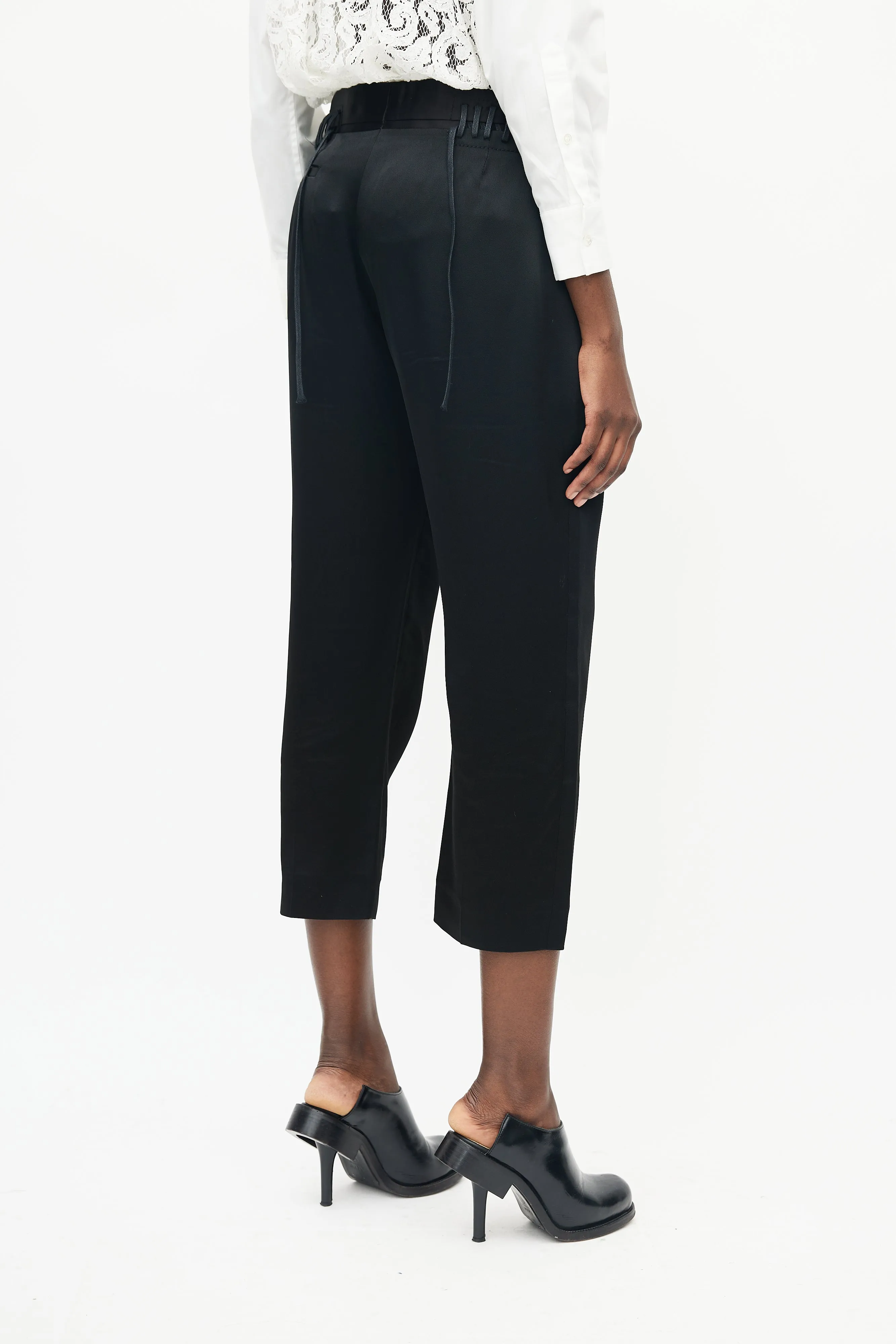 Black Lace Cropped Trouser