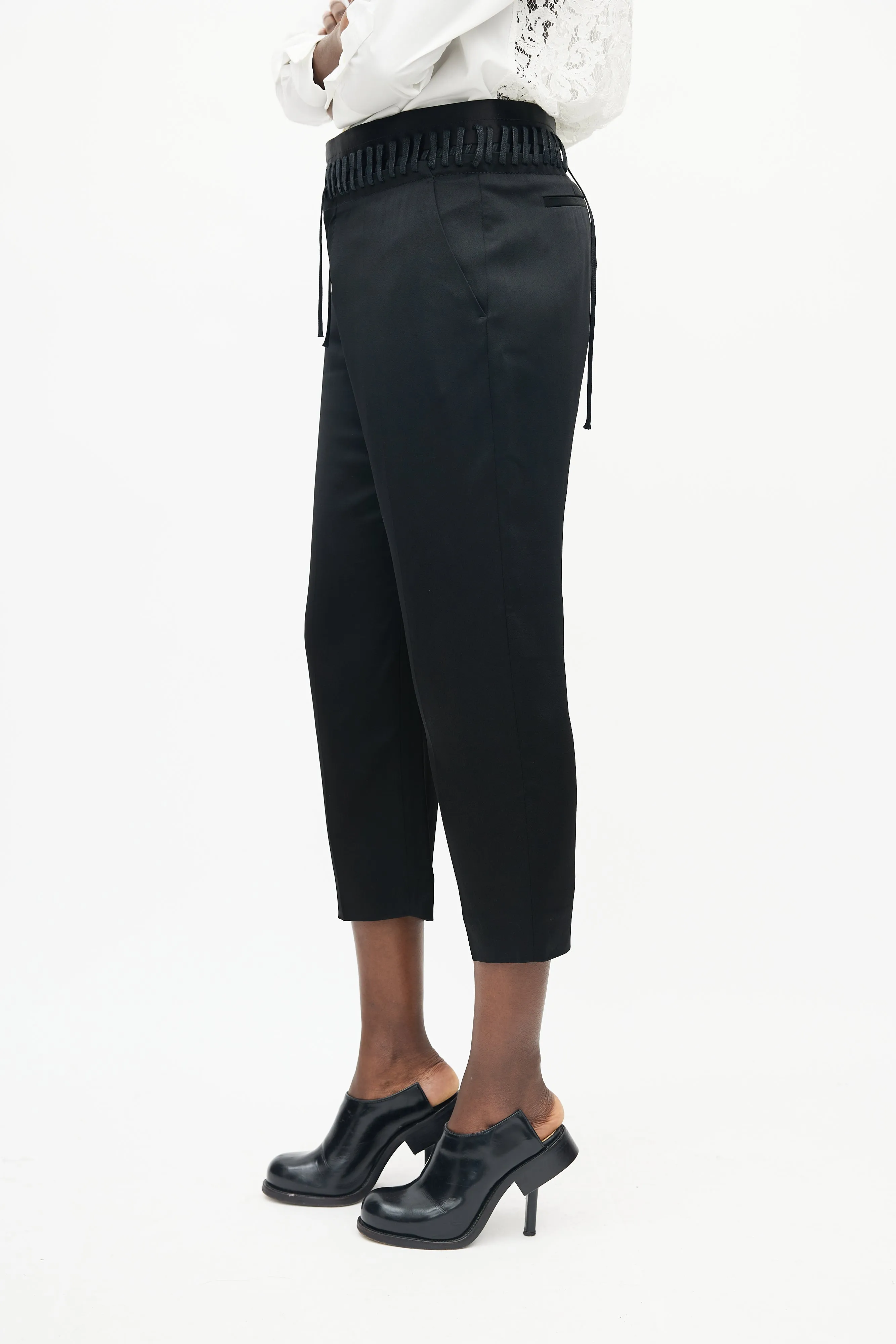 Black Lace Cropped Trouser