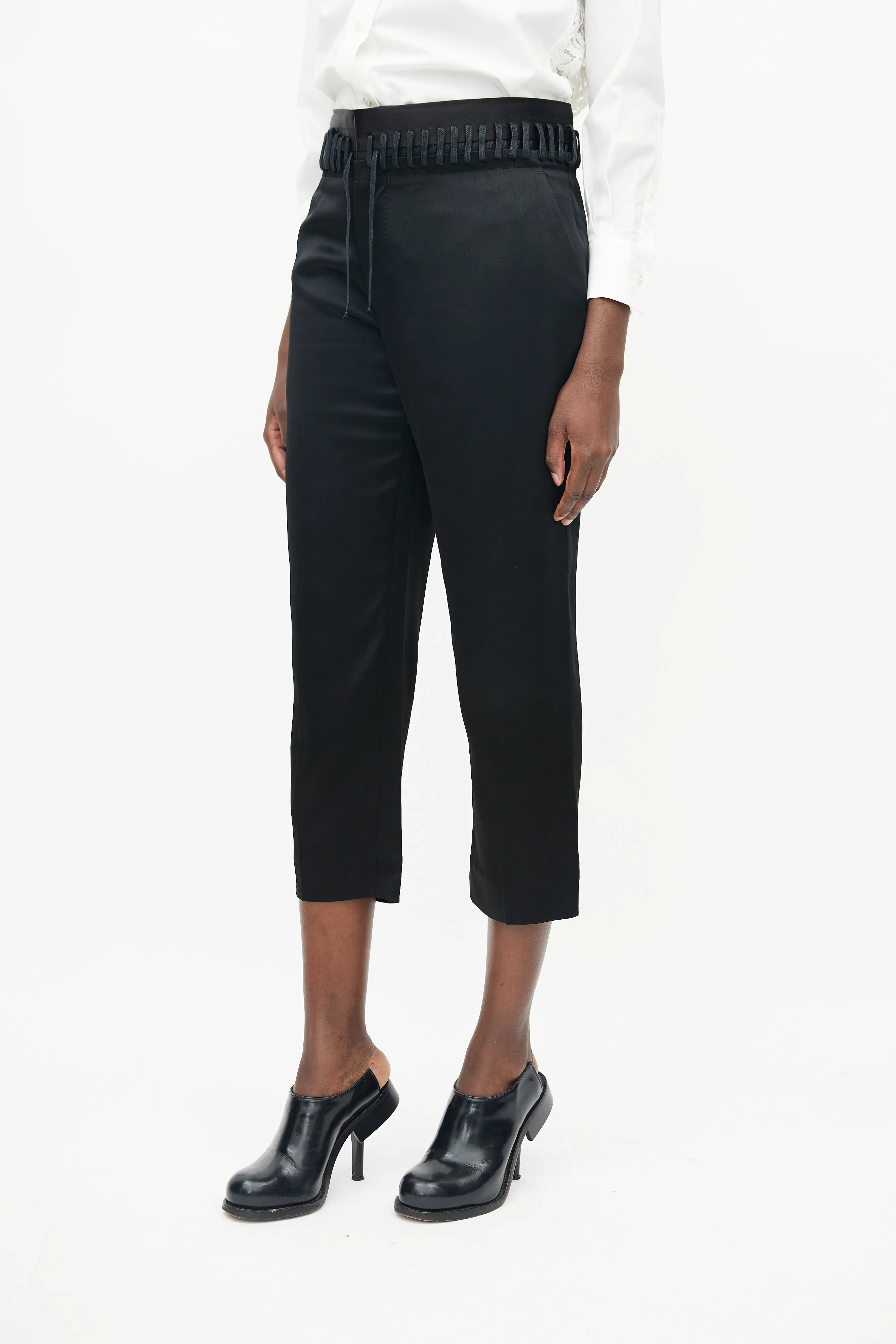 Black Lace Cropped Trouser