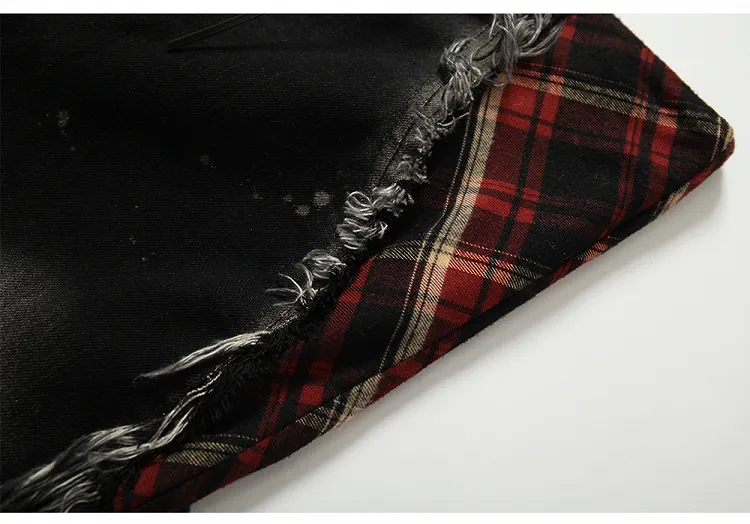 Black Split Cuffs Distressed Flared Jeans with Lace-up