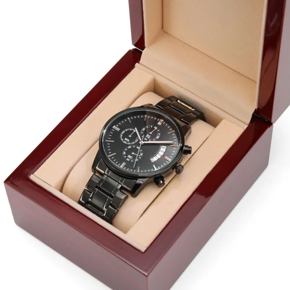 Boyfriend, Every Second I Love You More - Engraved Design Black Chronograph Watch - Gift for Boyfriend