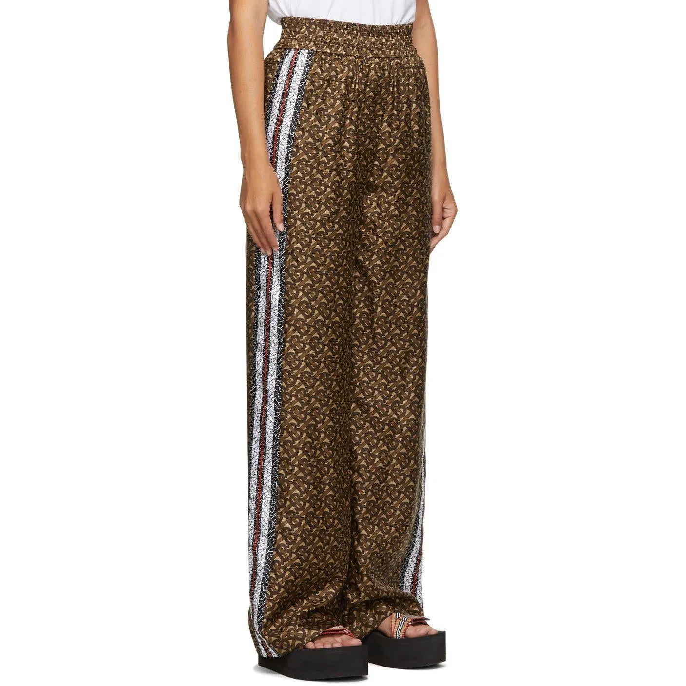 Burberry Brown Silk Seighford Monogram Trousers