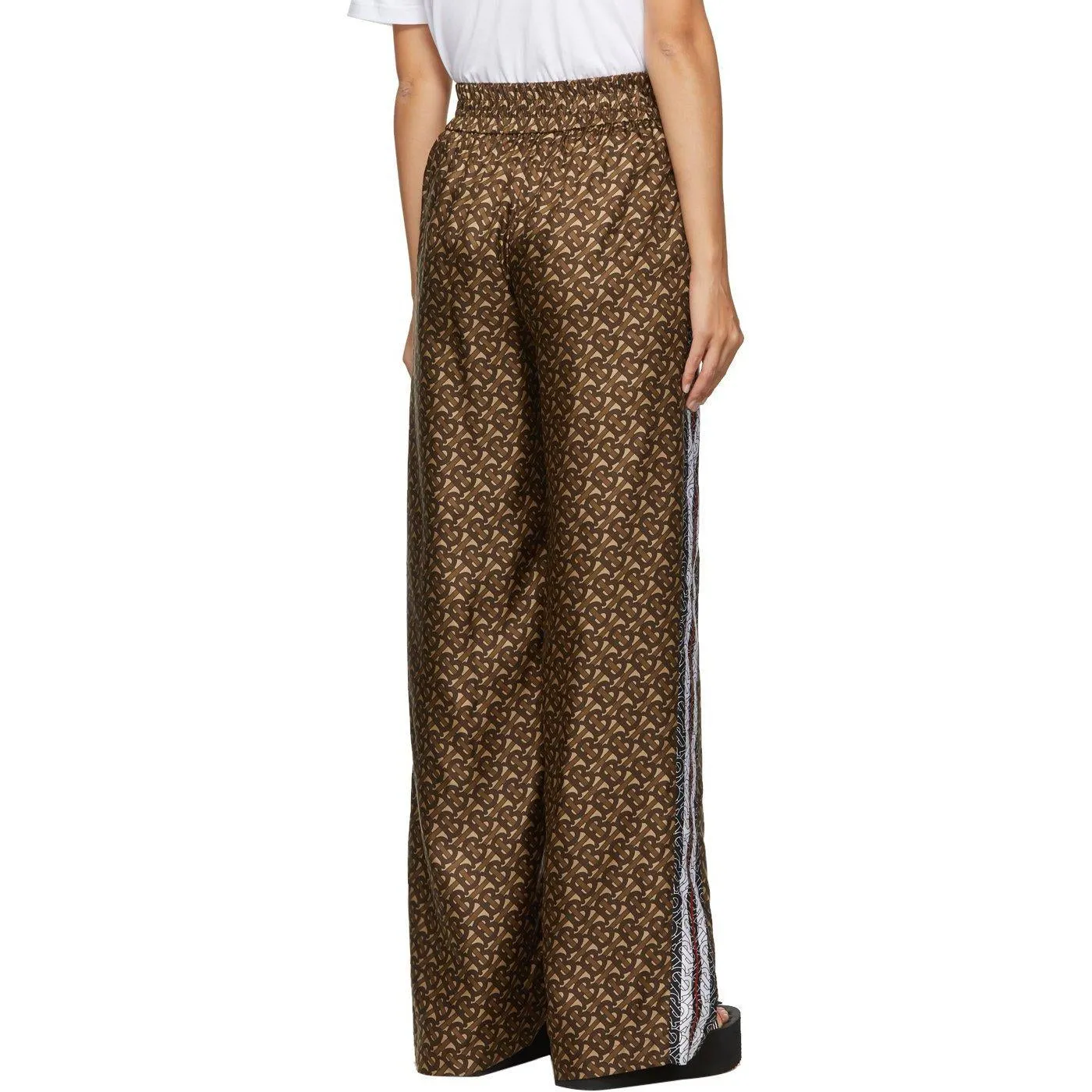 Burberry Brown Silk Seighford Monogram Trousers