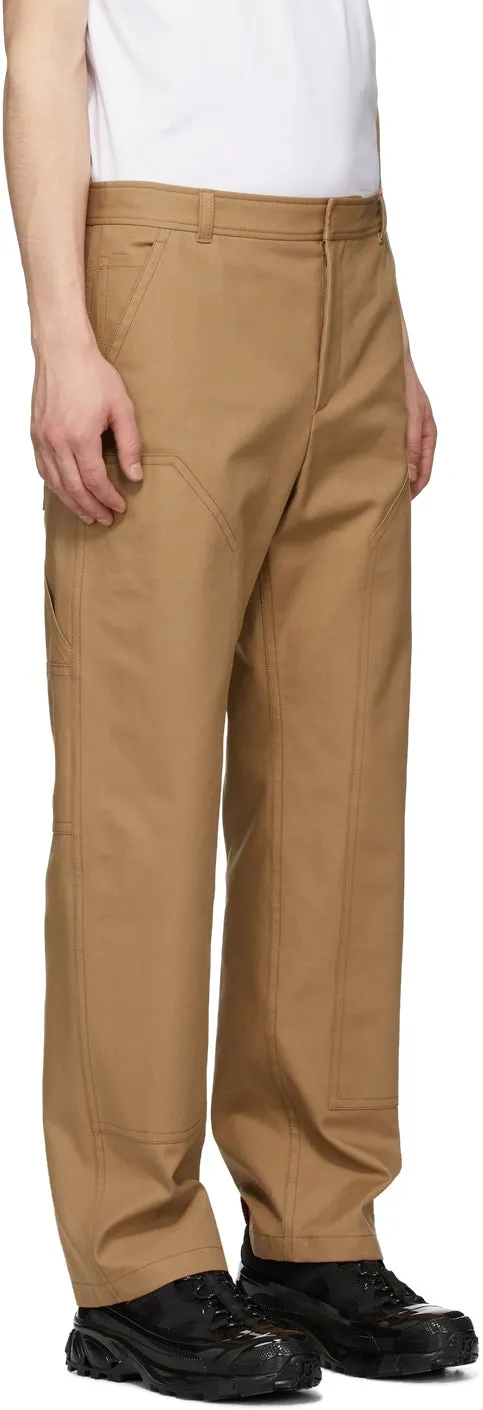 Burberry Tan Cotton Twill Tailored Trousers