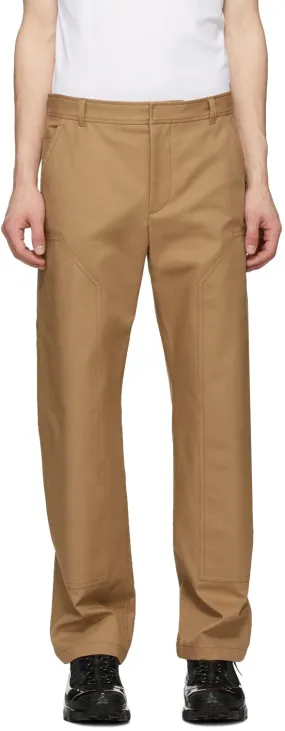 Burberry Tan Cotton Twill Tailored Trousers