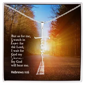 But As For Me, I Watch In Hope For The Lord, I Wait For God My Savior; My God Will Hear Me - Faith Cross Necklace with Message Card - Gift for Her - Gift for Him