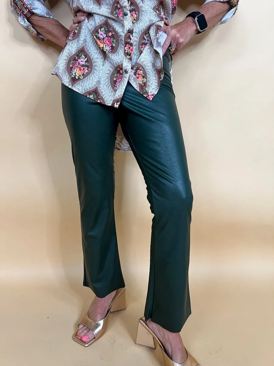 Commando: Faux Leather Crop Flare - Pine