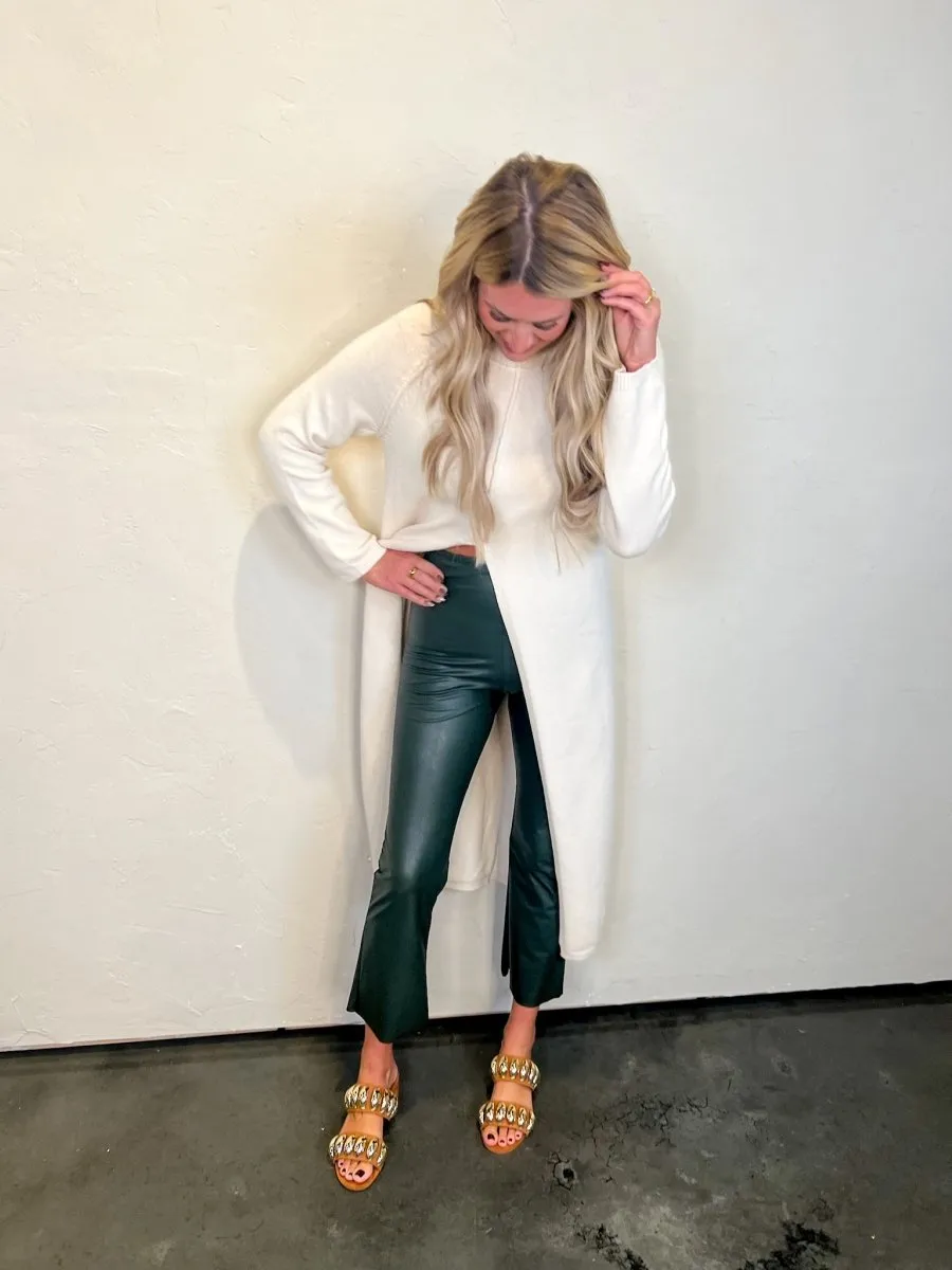 Commando: Faux Leather Crop Flare - Pine