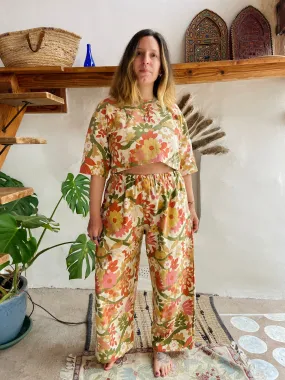 DESERT FOX Bright Floral Print Wide Leg Trousers - M/L