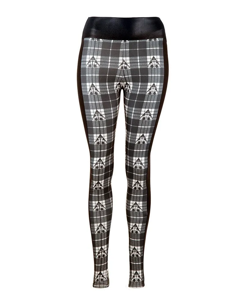 Directional Panel Leggings - White Tartan
