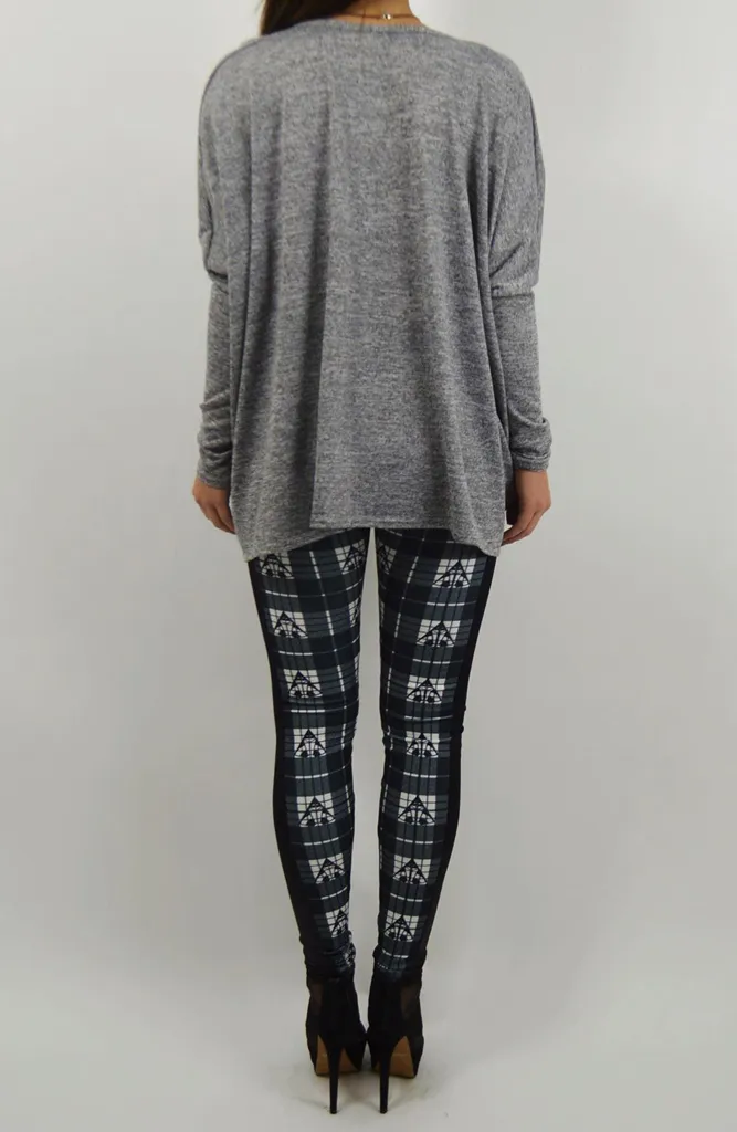 Directional Panel Leggings - White Tartan