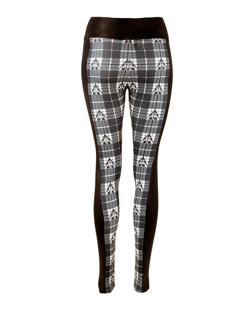 Directional Panel Leggings - White Tartan