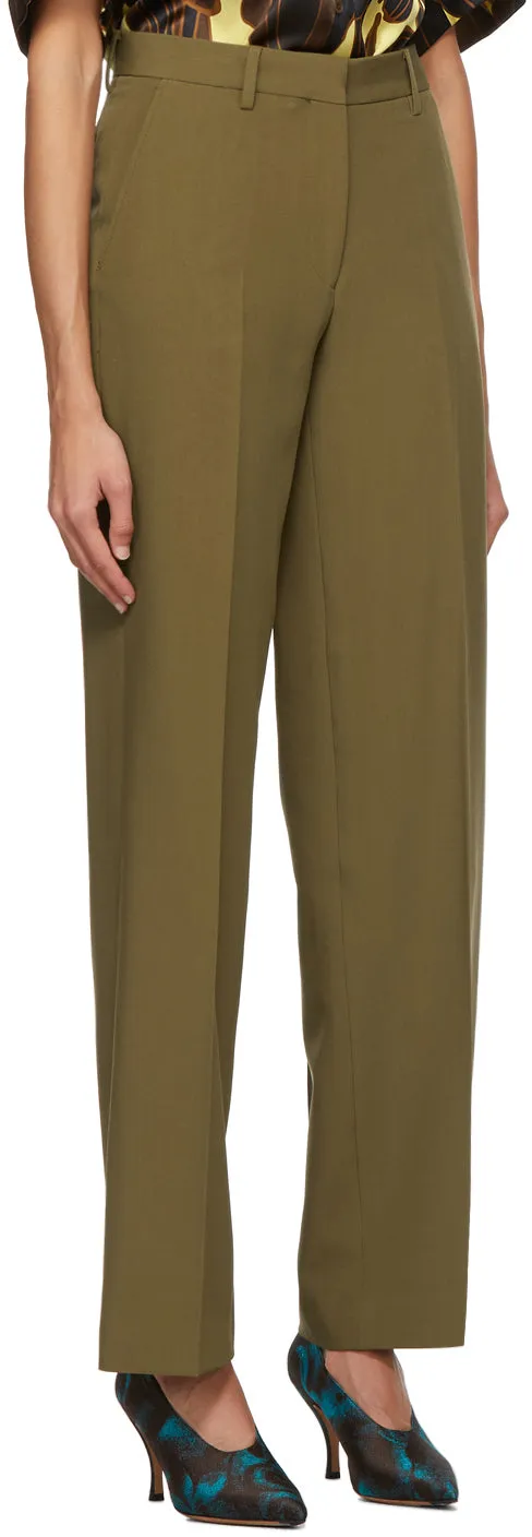 Dries Van Noten Brown Cropped Pulley Trousers