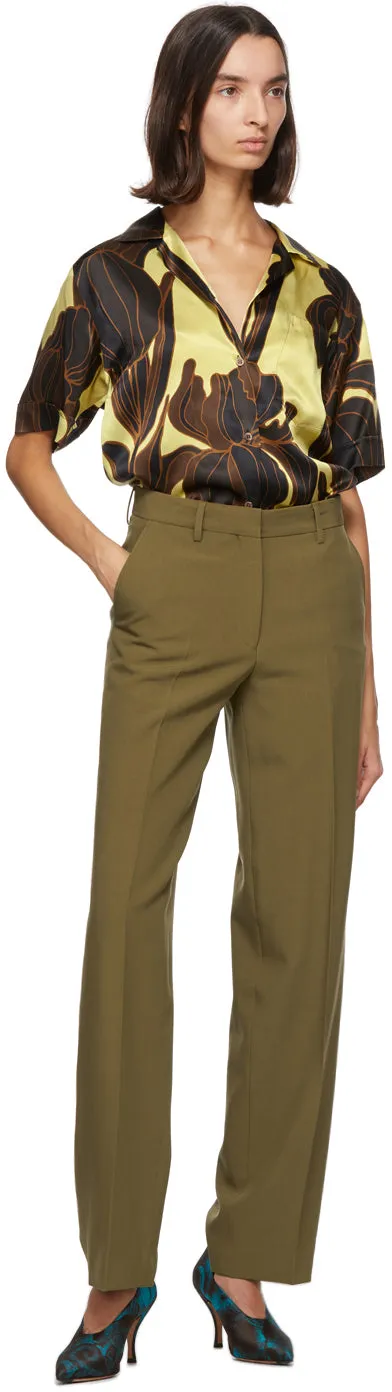 Dries Van Noten Brown Cropped Pulley Trousers