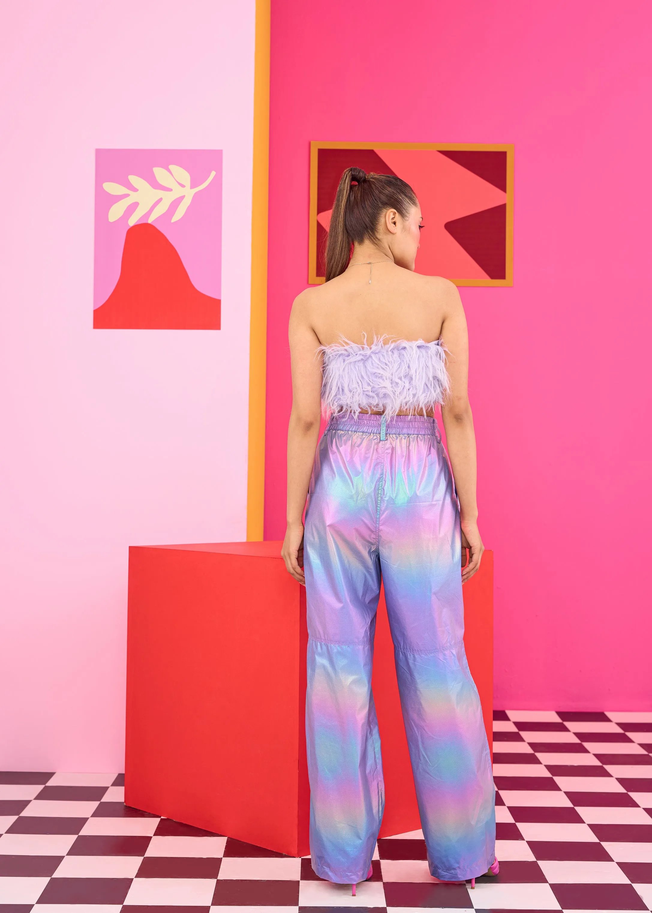 Emily in Paris: Multi-Tone Metallic Straight Fit Pants