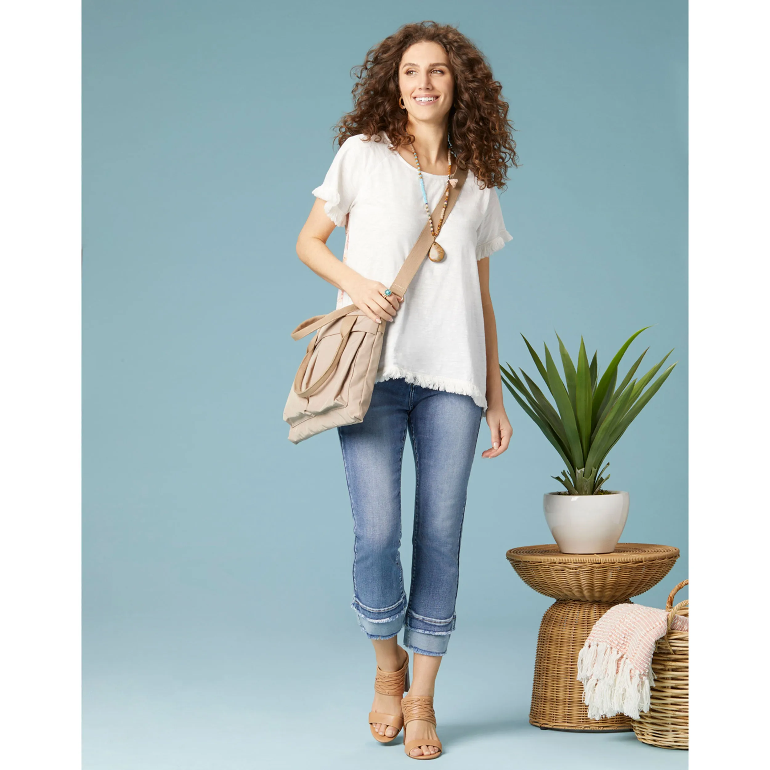EverStretch Boyfriend Capri Jeans with Contrast Bottom - Medium Denim - Final Sale