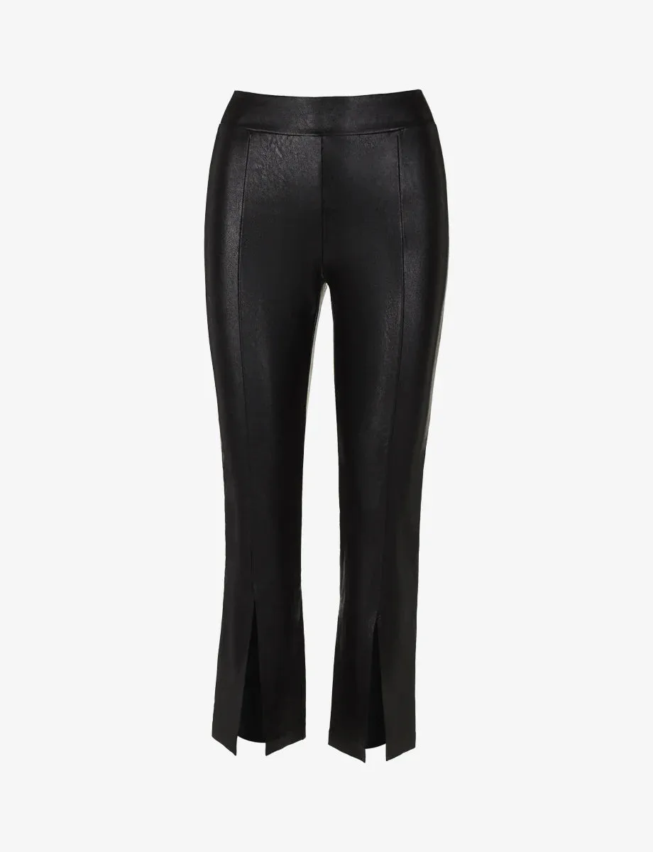 Faux Leather 7/8 Split Front Pant