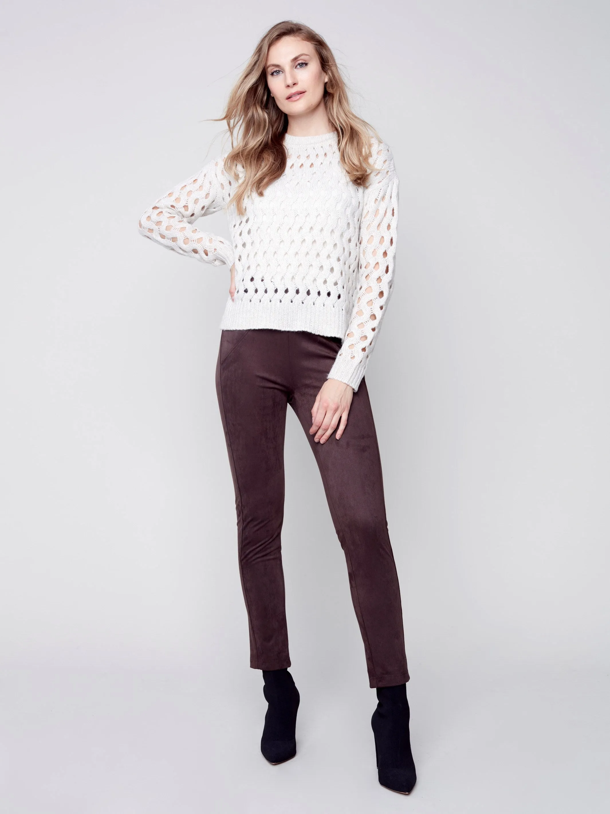 Faux Suede Leggings - Chocolate