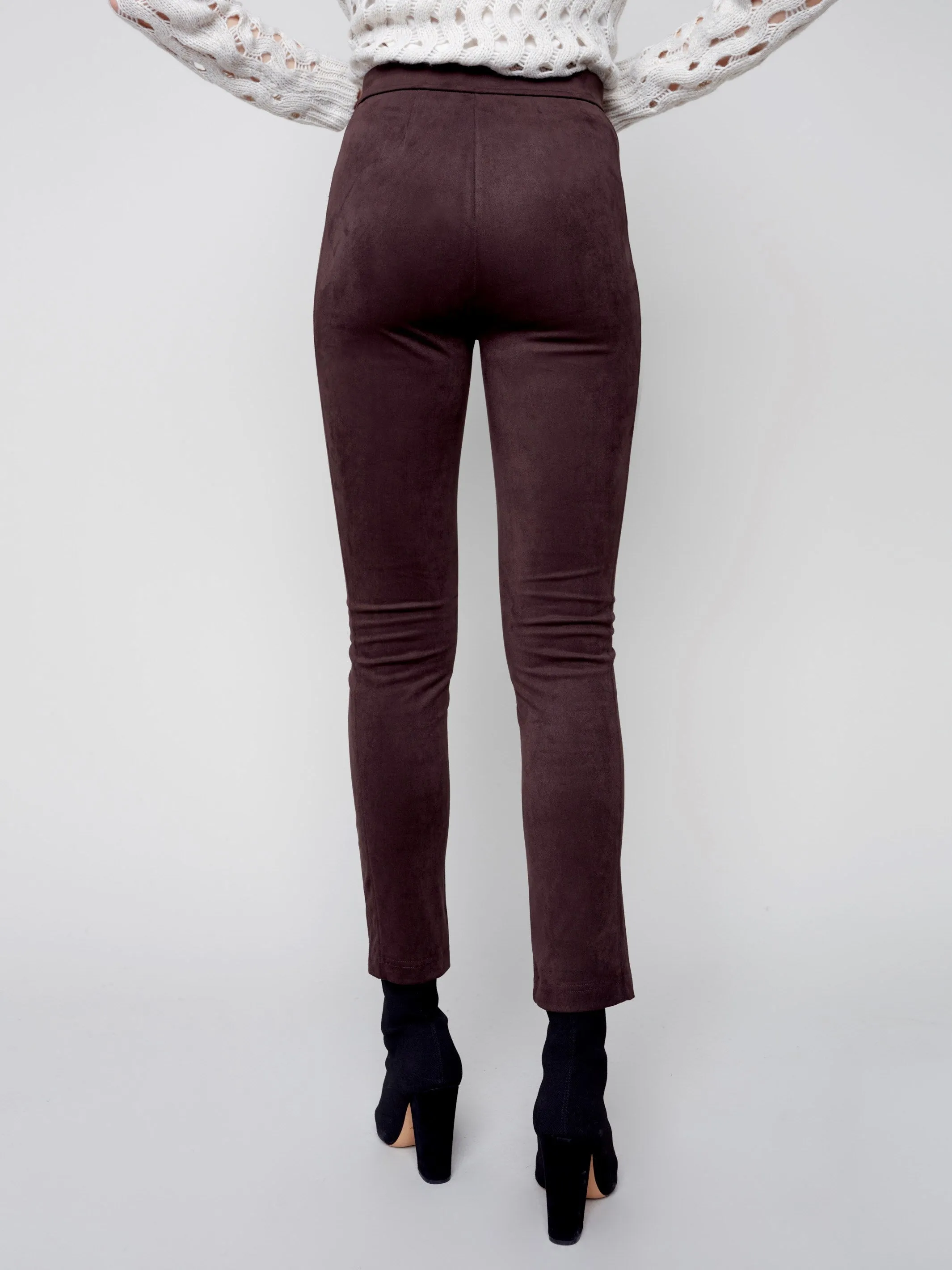 Faux Suede Leggings - Chocolate