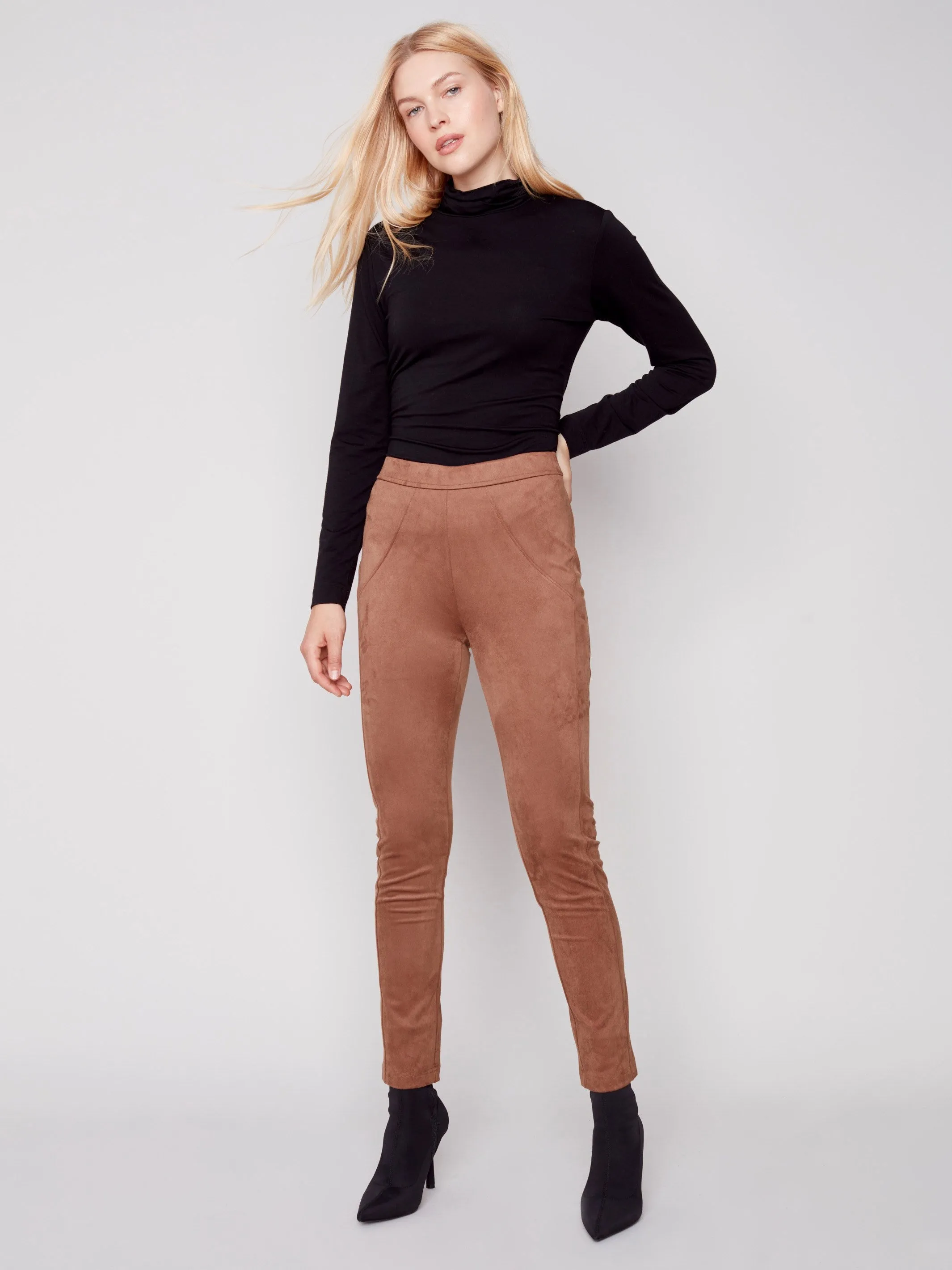 Faux Suede Leggings - Truffle
