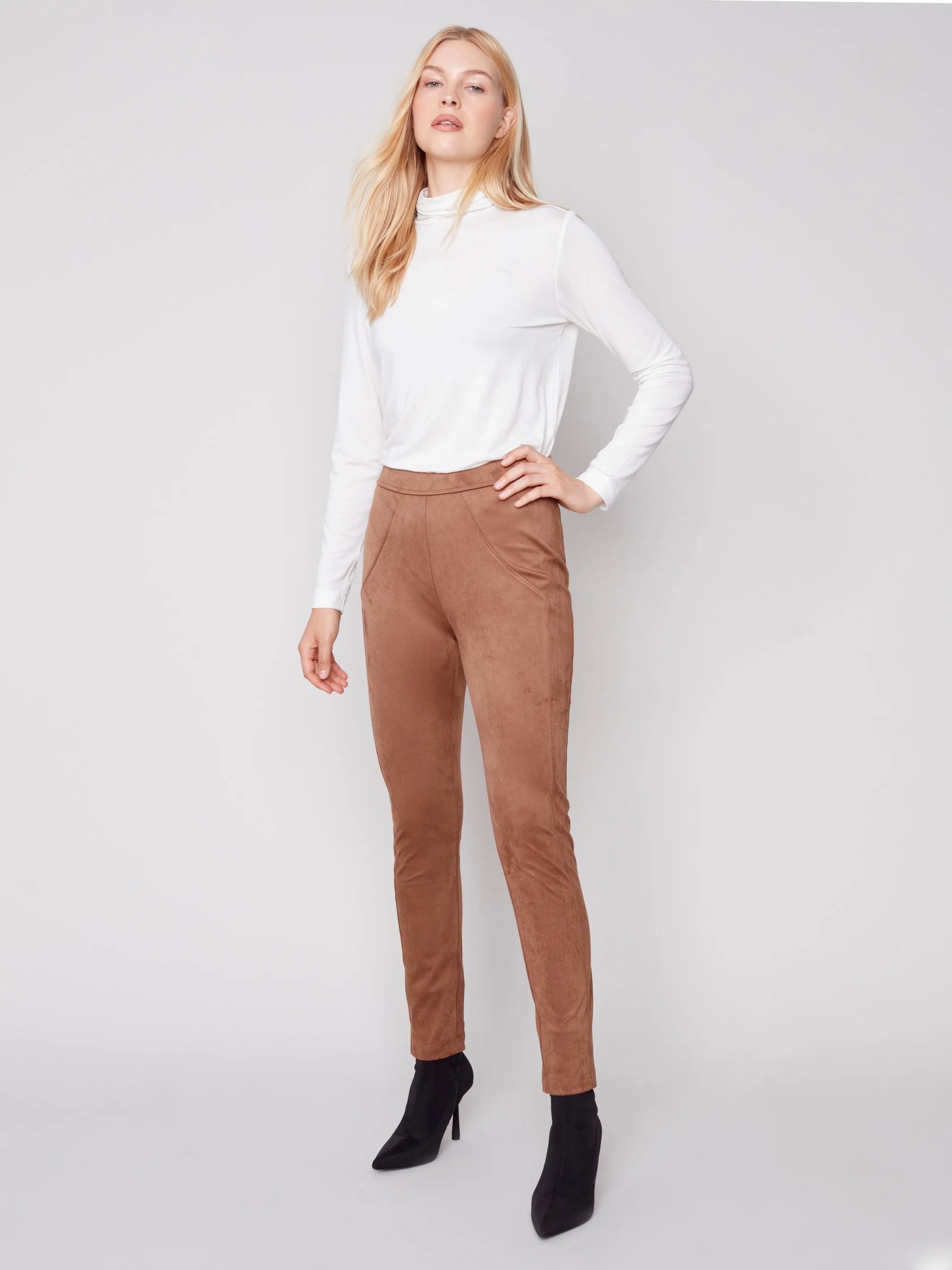 Faux Suede Leggings - Truffle
