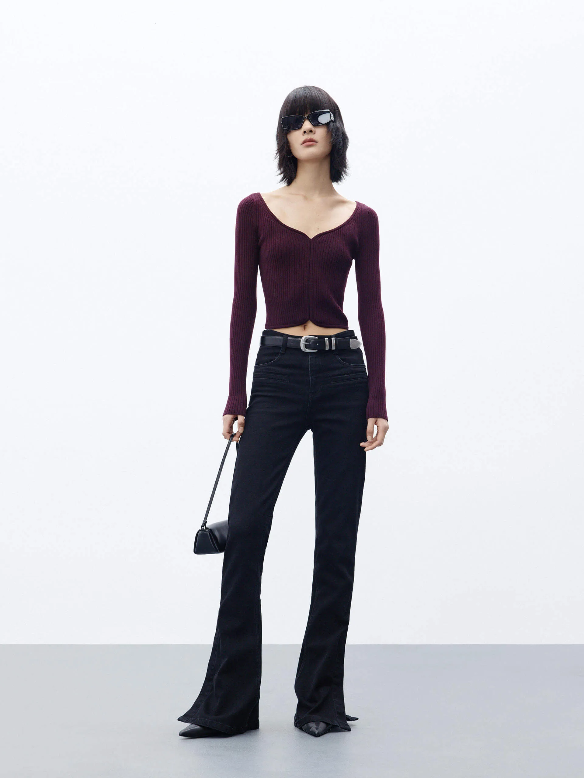 Flared Side Slit Jeans
