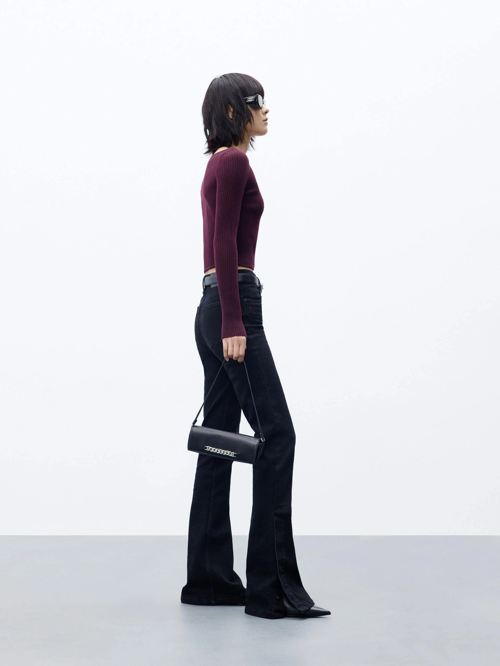 Flared Side Slit Jeans