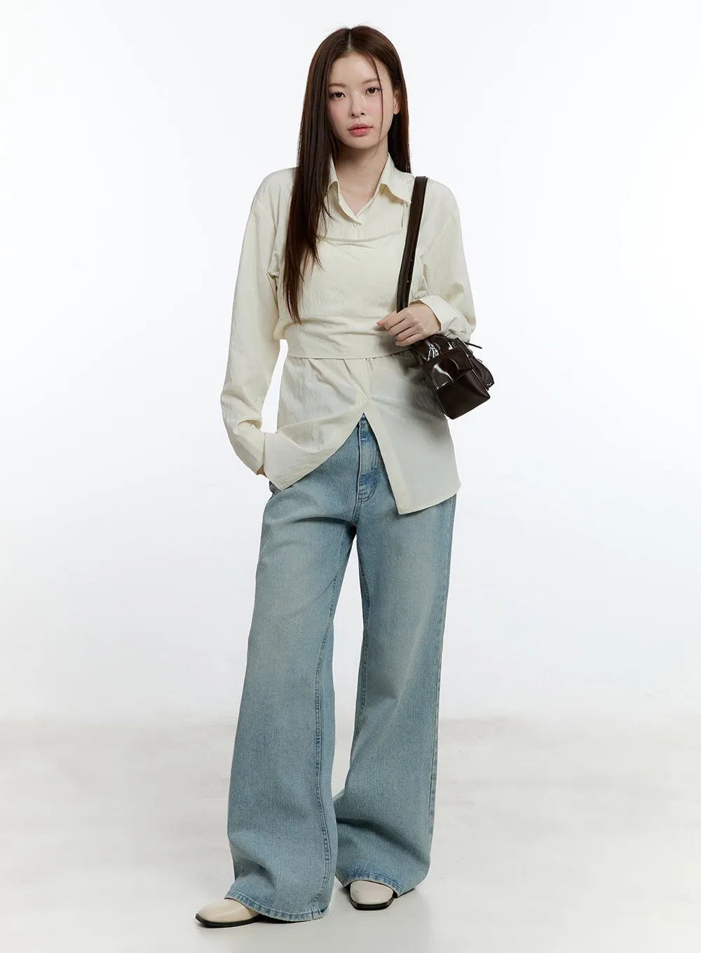 Kacy Washed Wide-Fit Flared Jeans CM521