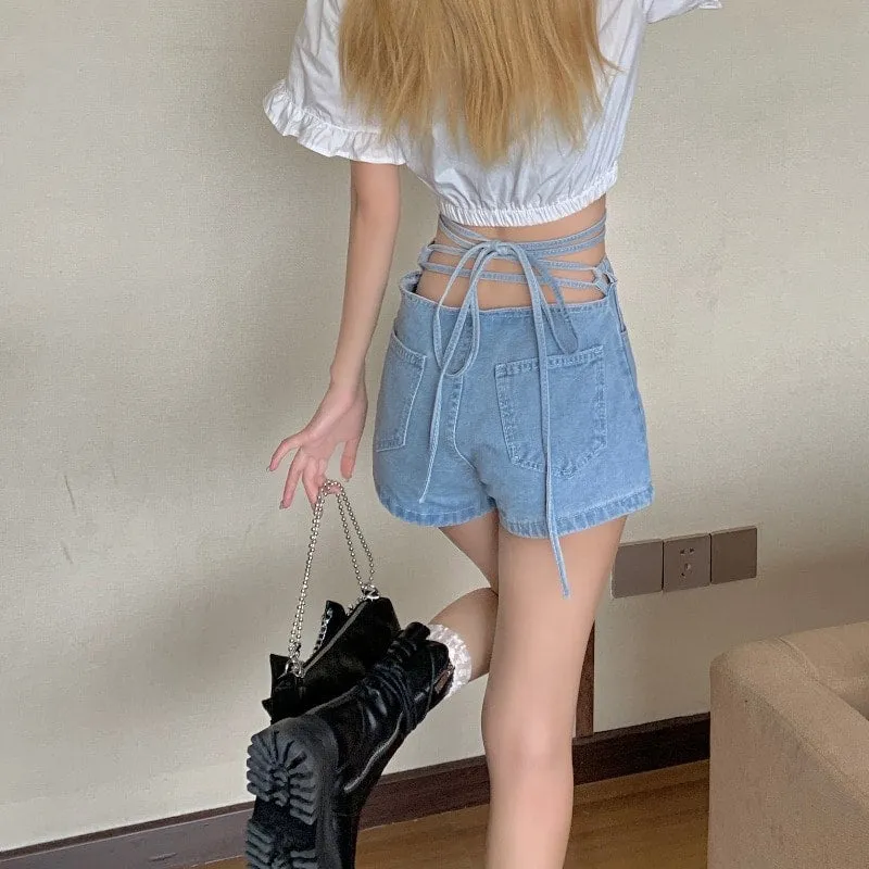 Kawaii Frenal Cutout Denim Hot Shorts