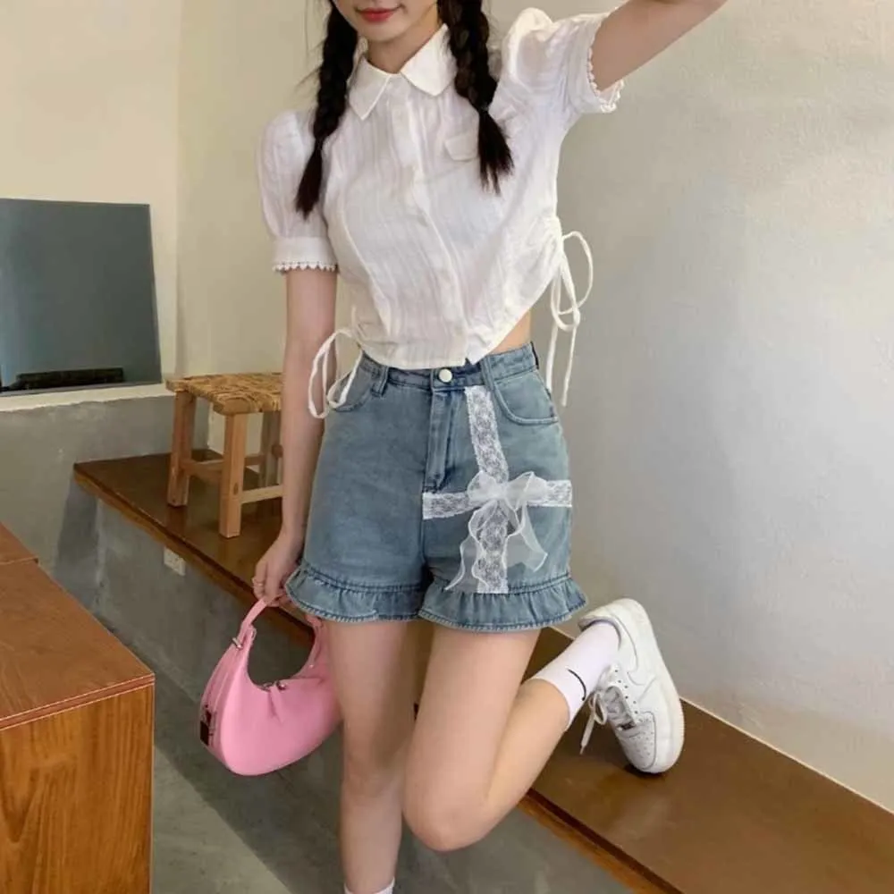 Kawaii Lace Bowknot Falbala Shorts