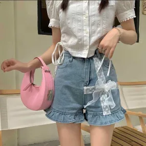 Kawaii Lace Bowknot Falbala Shorts