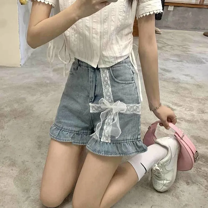 Kawaii Lace Bowknot Falbala Shorts