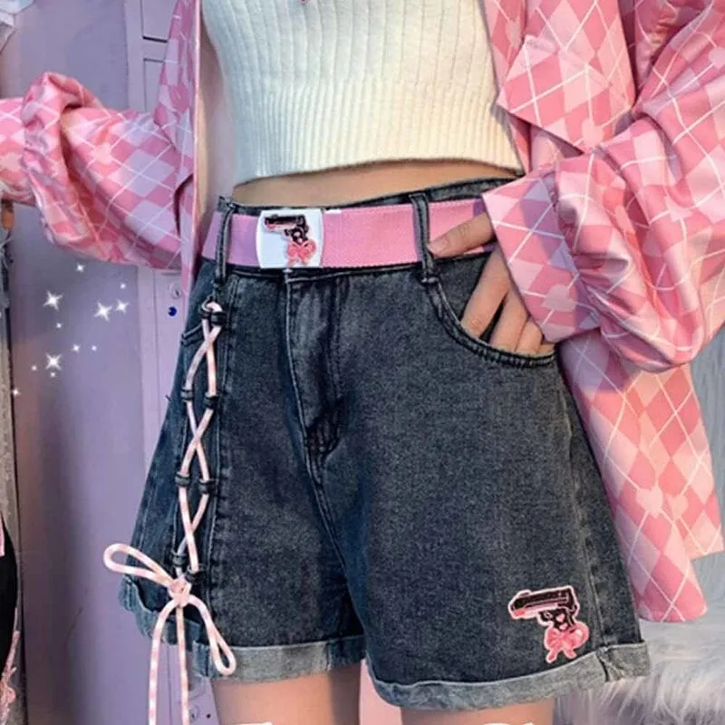 Kawaii Lace Up Summer Denim Shorts