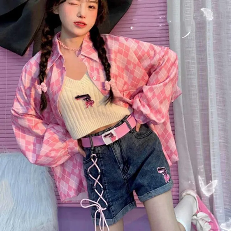 Kawaii Lace Up Summer Denim Shorts