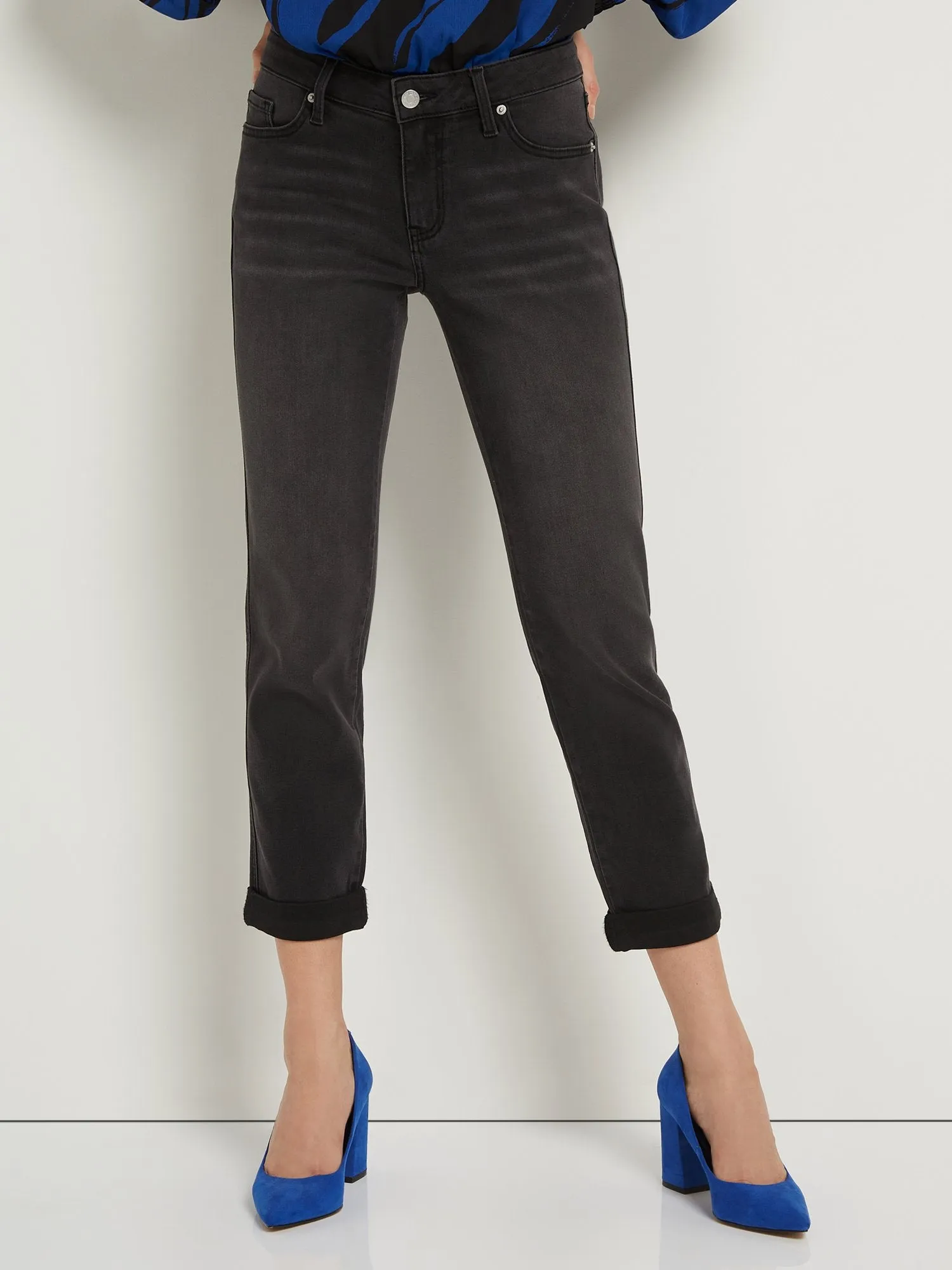 Mid-Rise Slim Boyfriend Jeans - Black