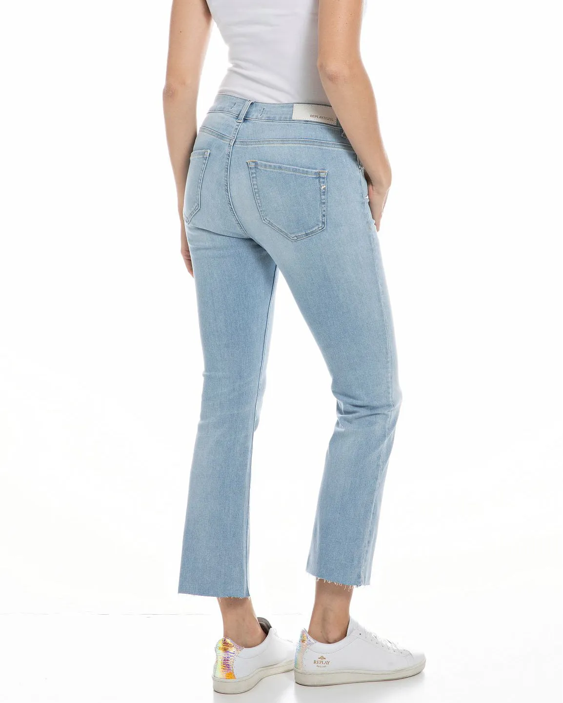 Replay Womens Faaby Flare Crop Jeans - Light Blue