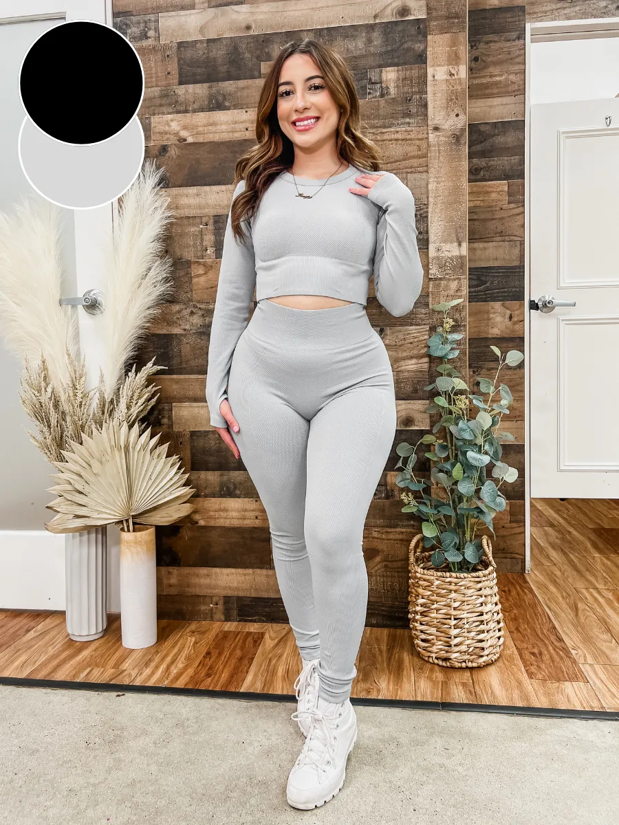 RESTOCK! Crystal Long Sleeve Seamless Active Set