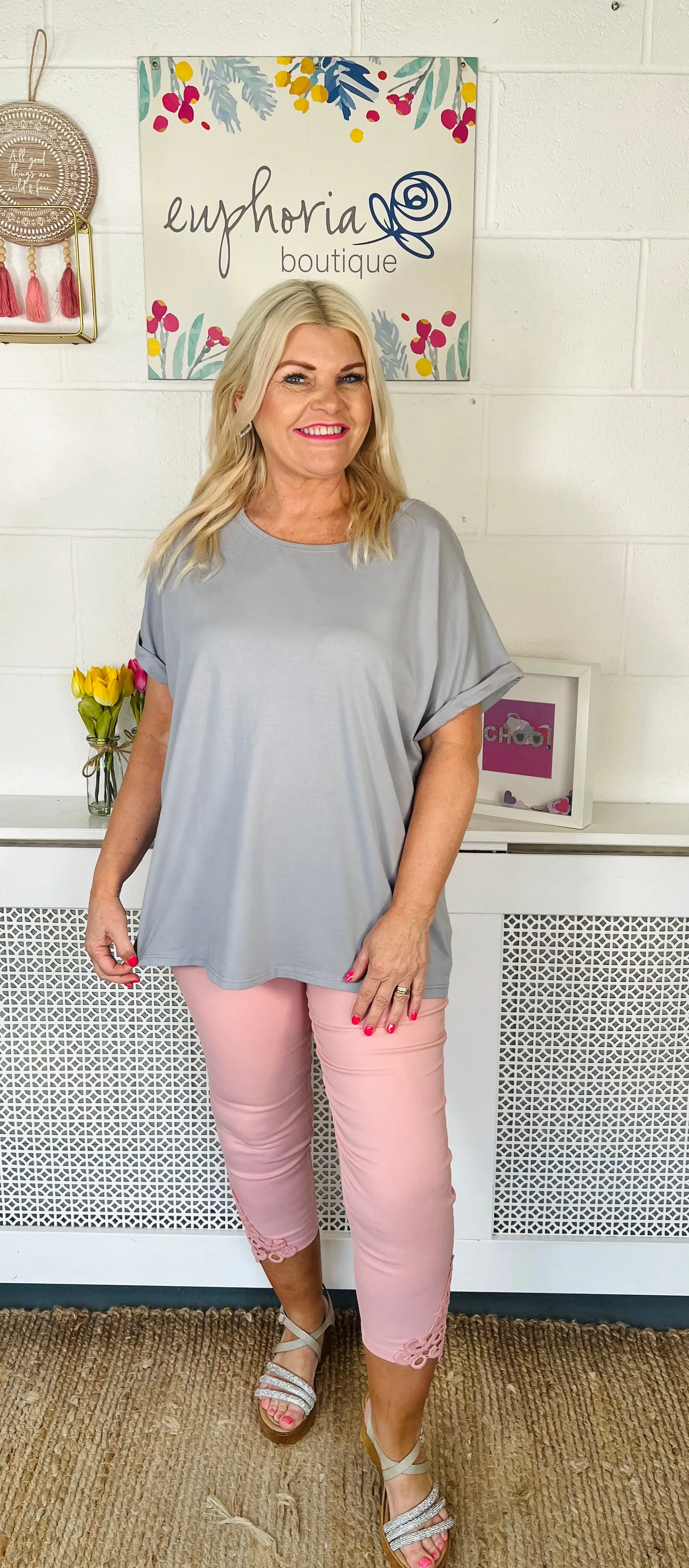 Skye Cropped Trouser - Baby Pink